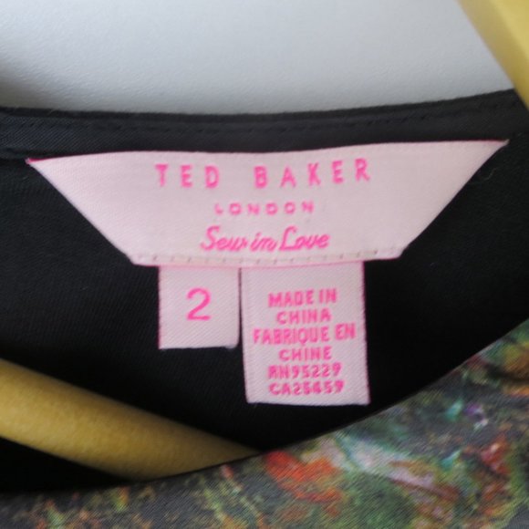 Ted Baker Black Floral Tunic Mini Dress Size 2 (US 6) - Picture 8 of 9